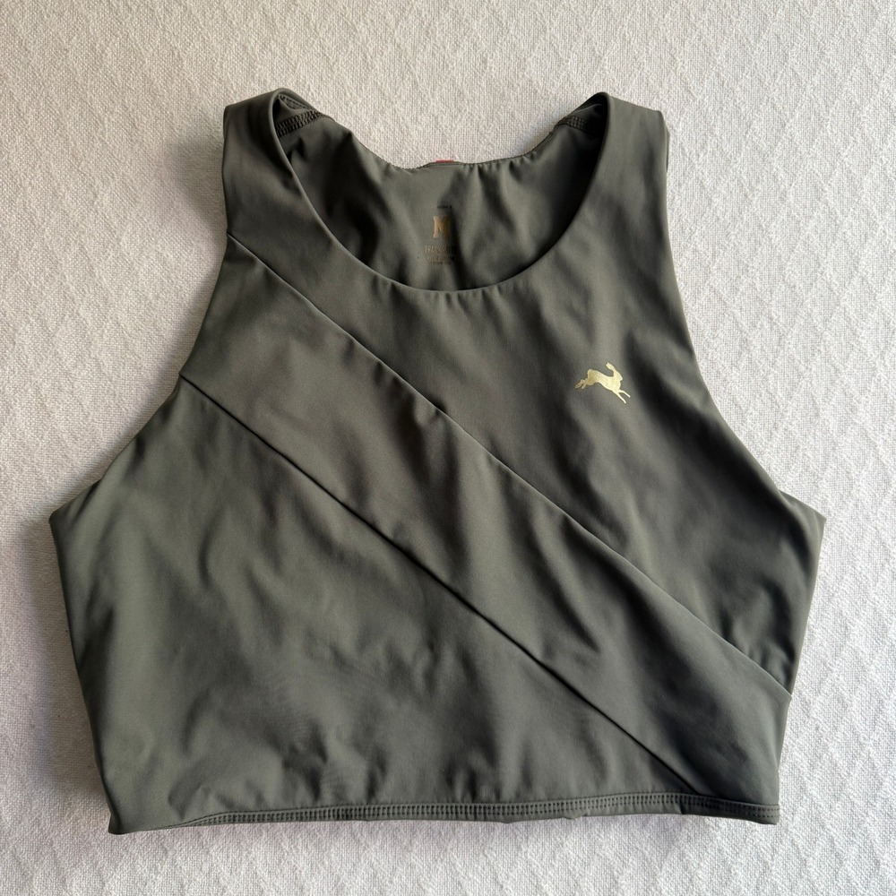 Tracksmith Bell Lap Top Olive Green Athletic Medium Running Activewear